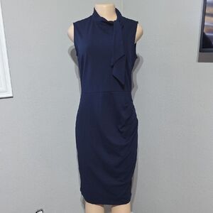 Miusol Sleeveless Navy Tie-Neck Midi Dress Size L NWT